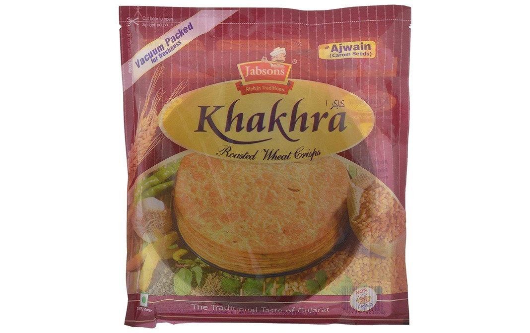 Jabsons Khakhra Roasted Wheat Crisps Ajwain   Pack  180 grams